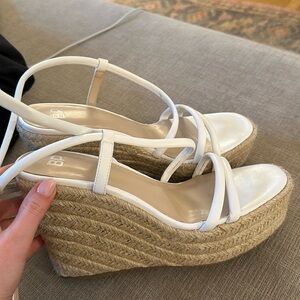 BP White Espadrille Wedge Sandals